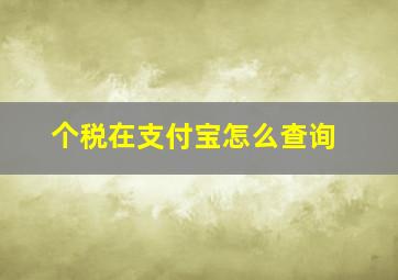 个税在支付宝怎么查询