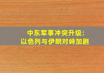 中东军事冲突升级:以色列与伊朗对峙加剧