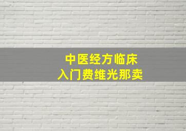 中医经方临床入门费维光那卖