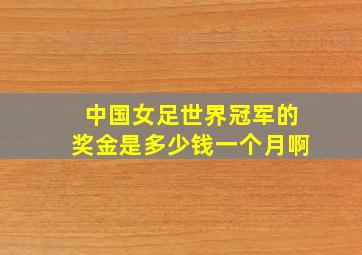 中国女足世界冠军的奖金是多少钱一个月啊