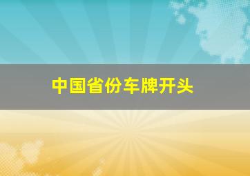 中国省份车牌开头