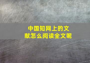 中国知网上的文献怎么阅读全文呢