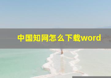 中国知网怎么下载word