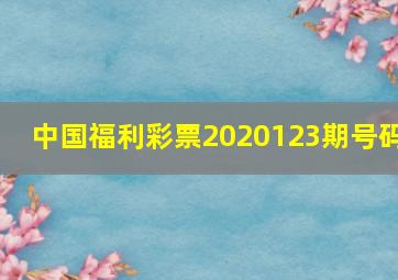 中国福利彩票2020123期号码