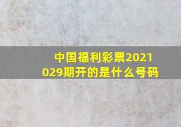 中国福利彩票2021029期开的是什么号码