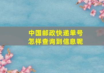 中国邮政快递单号怎样查询到信息呢