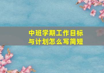 中班学期工作目标与计划怎么写简短