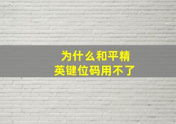 为什么和平精英键位码用不了