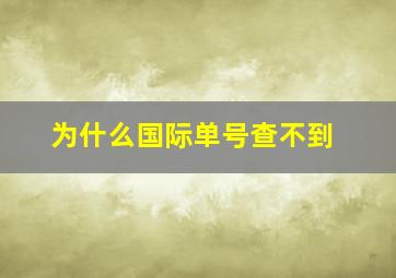 为什么国际单号查不到