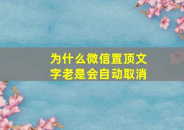 为什么微信置顶文字老是会自动取消