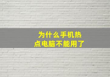 为什么手机热点电脑不能用了