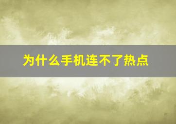 为什么手机连不了热点