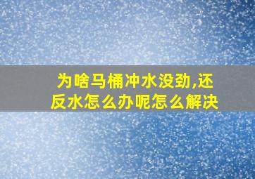 为啥马桶冲水没劲,还反水怎么办呢怎么解决