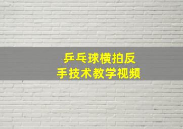 乒乓球横拍反手技术教学视频