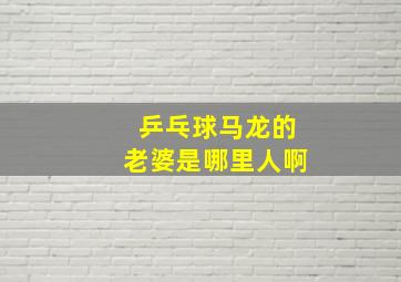 乒乓球马龙的老婆是哪里人啊