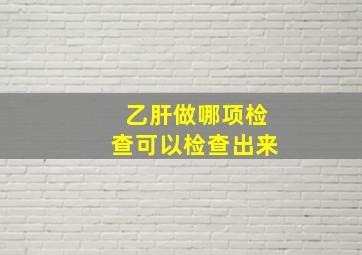 乙肝做哪项检查可以检查出来