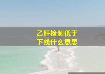 乙肝检测低于下线什么意思