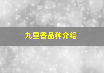 九里香品种介绍