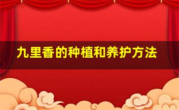 九里香的种植和养护方法