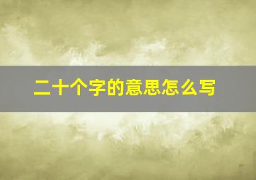 二十个字的意思怎么写