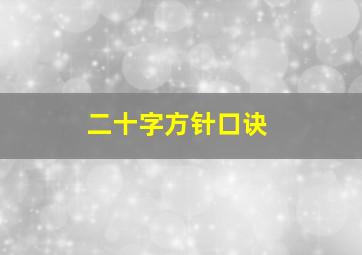 二十字方针口诀