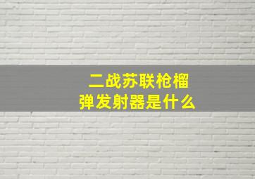 二战苏联枪榴弹发射器是什么