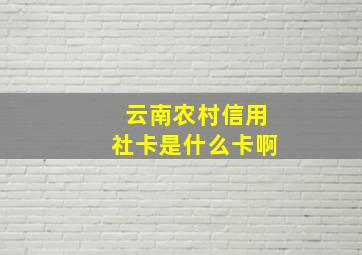 云南农村信用社卡是什么卡啊