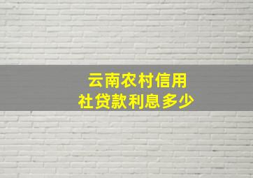 云南农村信用社贷款利息多少