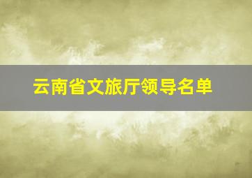 云南省文旅厅领导名单