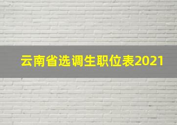 云南省选调生职位表2021