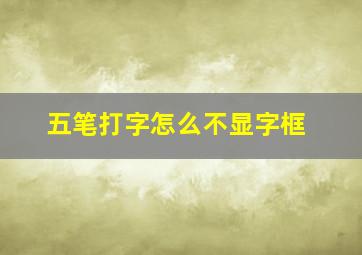 五笔打字怎么不显字框