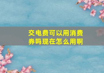 交电费可以用消费券吗现在怎么用啊