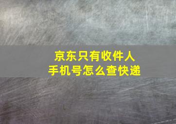 京东只有收件人手机号怎么查快递