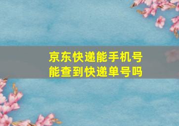 京东快递能手机号能查到快递单号吗