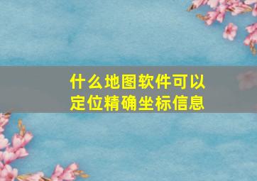 什么地图软件可以定位精确坐标信息