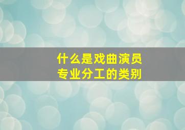 什么是戏曲演员专业分工的类别