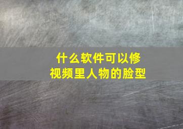 什么软件可以修视频里人物的脸型