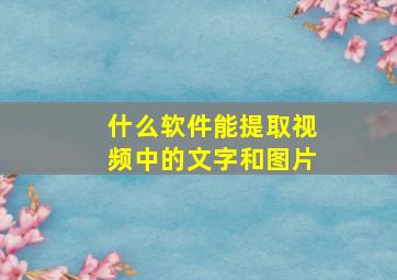 什么软件能提取视频中的文字和图片