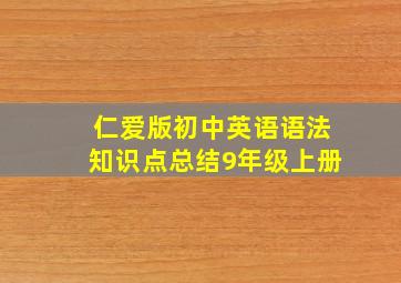 仁爱版初中英语语法知识点总结9年级上册