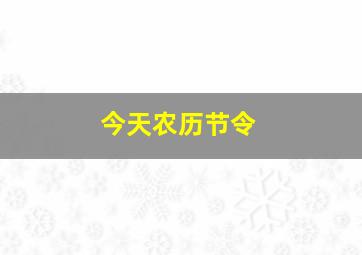 今天农历节令