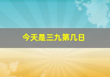 今天是三九第几日