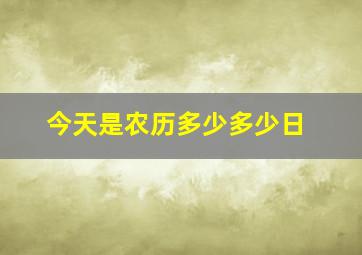 今天是农历多少多少日