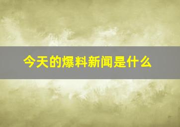 今天的爆料新闻是什么