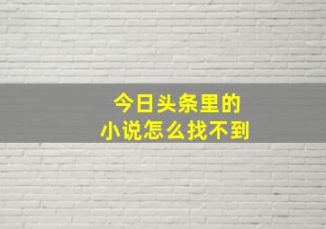 今日头条里的小说怎么找不到