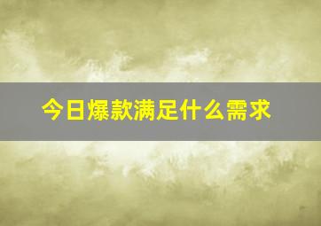 今日爆款满足什么需求