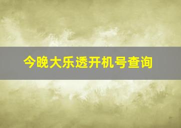 今晚大乐透开机号查询