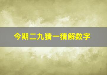 今期二九猜一猜解数字