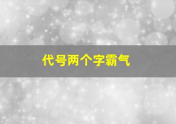 代号两个字霸气