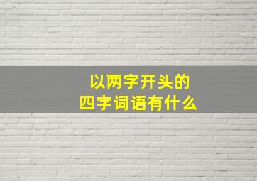 以两字开头的四字词语有什么