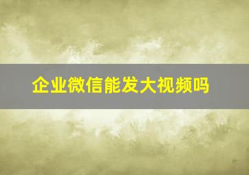 企业微信能发大视频吗